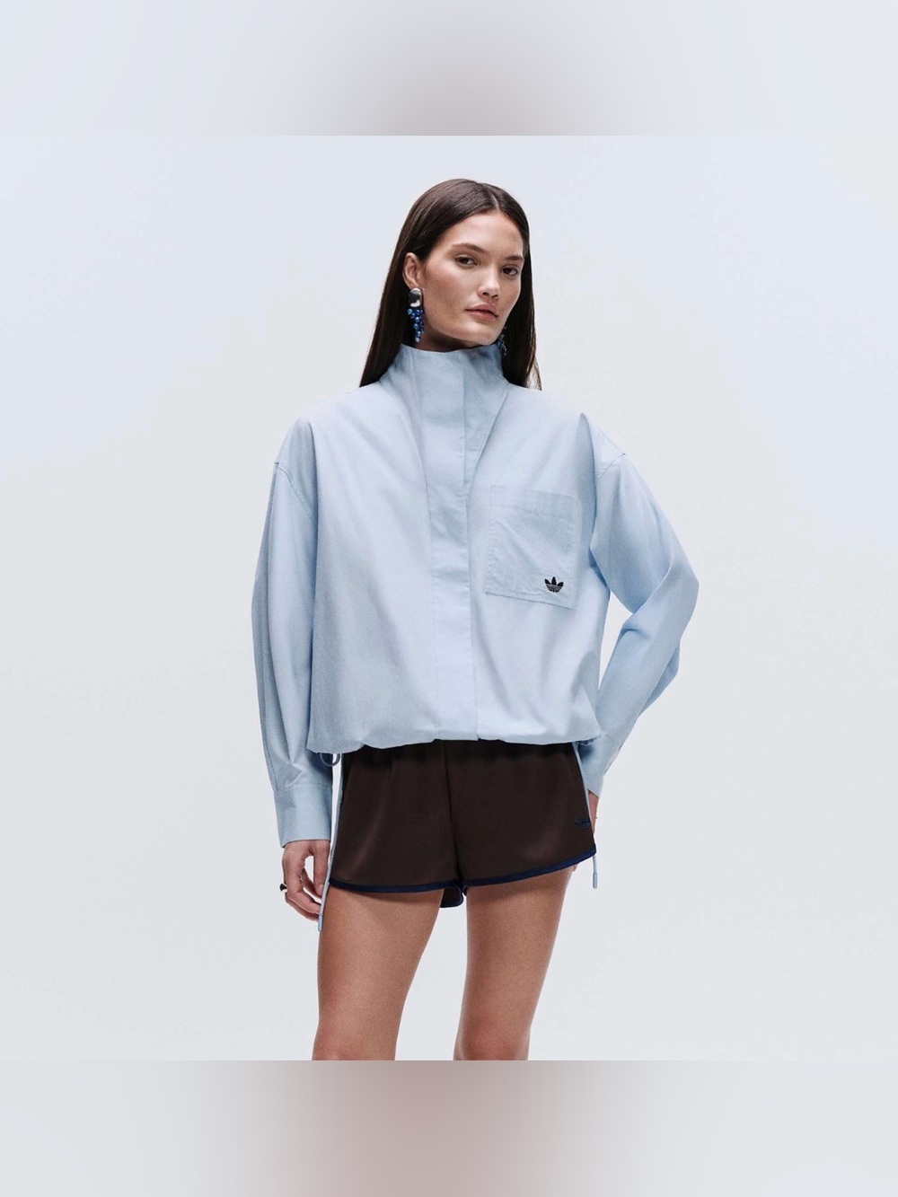 adidas Originals × ASOS oversized funnel neck shirt in blue
